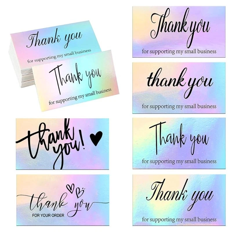 50pcs Thank You for Your Order Business Cards Shopping Purchase Thanks Greeting Cards Appreciation Card for Small Business 5x9cm view 2