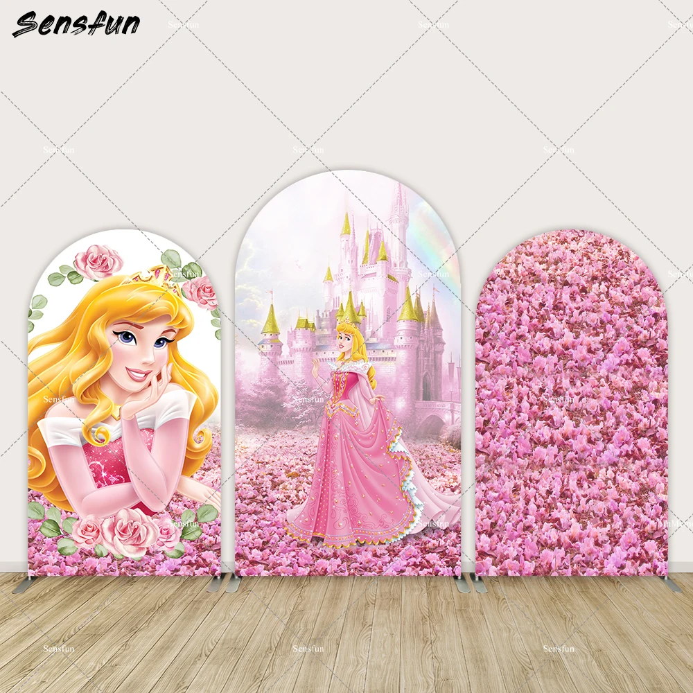 Disney Sleeping Beauty Aurora Princess Arch Backdrop Birthday Party Decoration Supplies Magic Dreamy Birthday Party Arched Wall