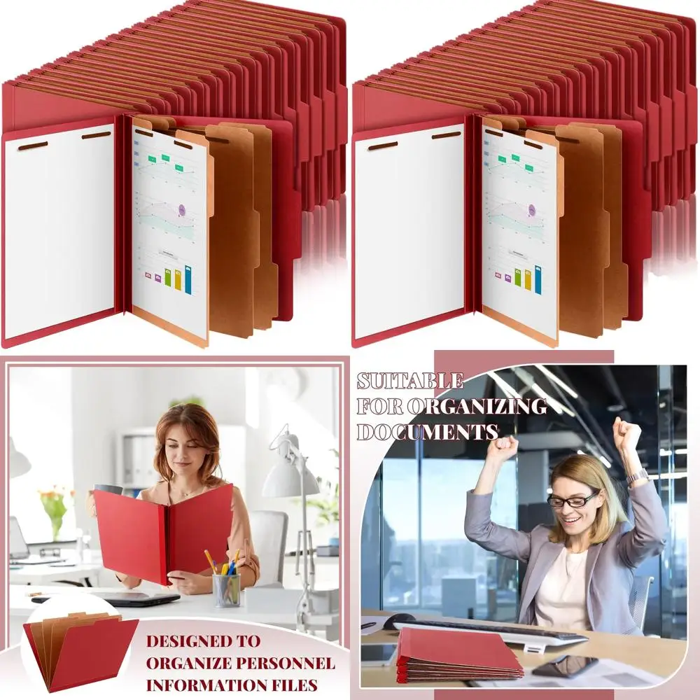 Letter Size 36-Pocket Pressboard File Folders with Fasteners, Expanding Organizer for Bulk Christmas Donations, Teachers, Clergy