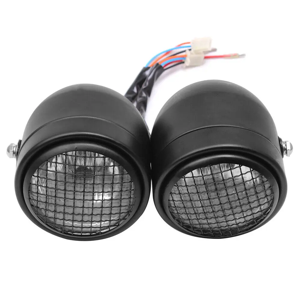 مصباح أمامي أسود مزدوج عالمي للدراجة النارية ، مصباح مزدوج للشواء ، مقاتل الشوارع ، مقبب عاري ، هارلي ، هوندا ، ياماها ، بكرة مخصصة #3