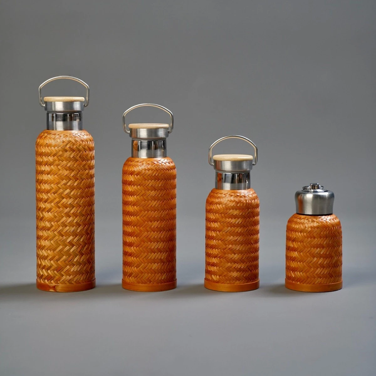 Bamboo woven portable thermos cup kettle travel cup