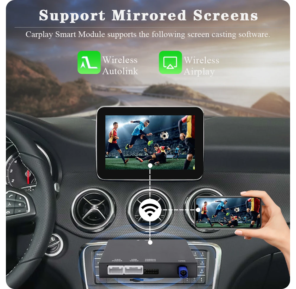 Drahtlose CarPlay Android Auto Modul Für Mercedes Benz GLK W207 W212 W204 SLS W218 NTG4.0 NTG4.5 NTG5.0 BT Spiegel Link Aux Auto D – Detail 3