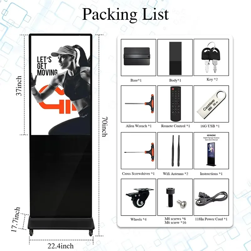 55/43 Inch Floor Stand Touch Screen LCD Display Totem Digital Signage Indoor Interactive Advertising Kiosk for Business