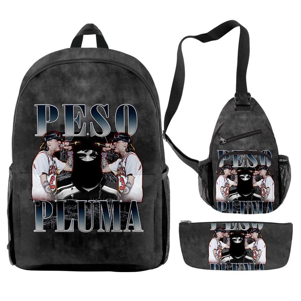 Peso Pluma Merch Backpack 2023 New Movie Daypacks 3 Pieces Sets Zipper Rucksack Shoulder Bag Pencil Bag