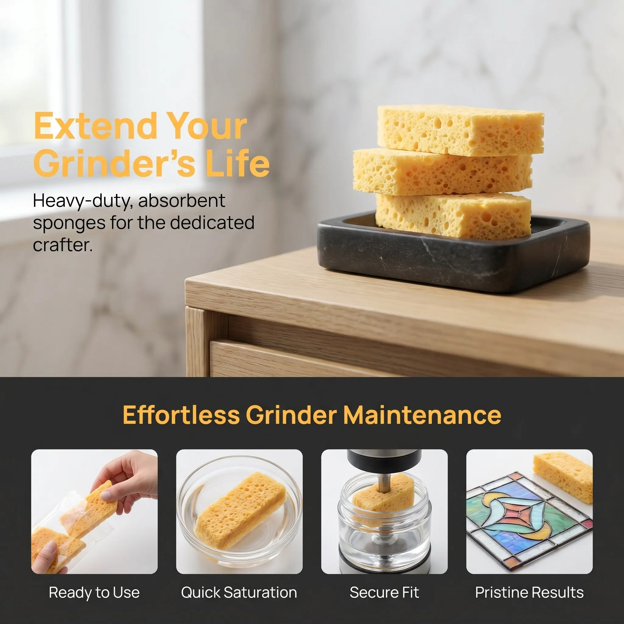 10Pcs Glass Grinder Sponge Bit Protector Thick Absorbent Water Pad Replacement for Stained Glass Art Inland Grinder Supplies