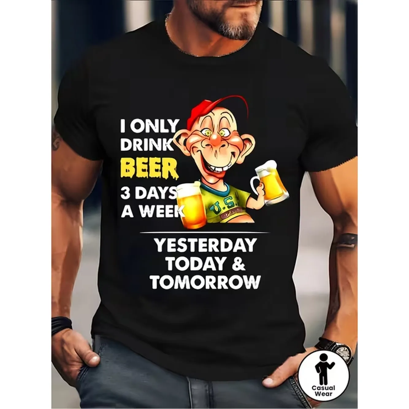 item picture funny beer lover graphic t shirt i only drink beer for humorous design style short sleeve unisex top casual sportswear heat transfer print