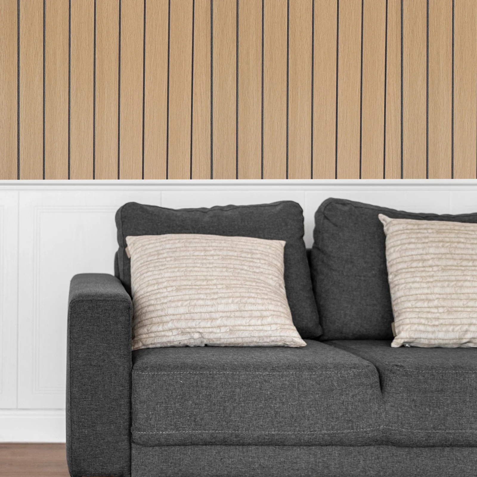 

3D текстурированная настенная панель, водонепроницаемые самоклеящиеся обои с планками, 300x40 см, съемная настенная панель для спальни, ванной комнаты