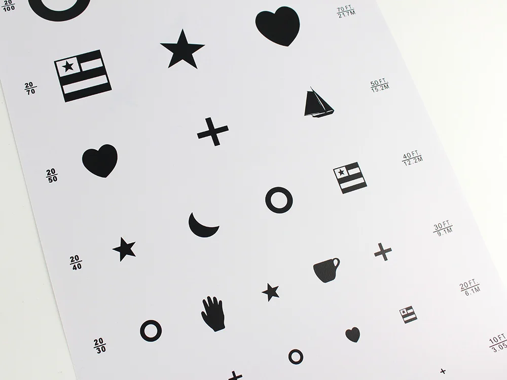 PVC Snellen Eye Chart 20 Feet Kindergarten Low Vision Eye Test Charts Eye Exam Tool 22 x 10.8 Inches With Point Stick Occluder