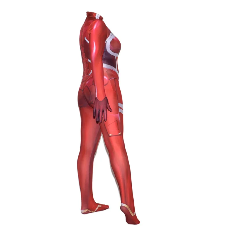 Zero dois trajes de cosplay para adultos e crianças, querido no Franxx 02, princesa Klaxosaur Zentai, bodysuit Halloween feminino, 001