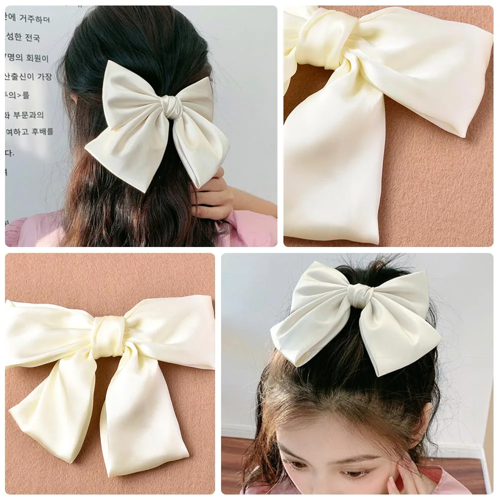 

2 Pcs Bow Hairpin Accessory Girl Clip Christmas Women Headdress Silk Decoration