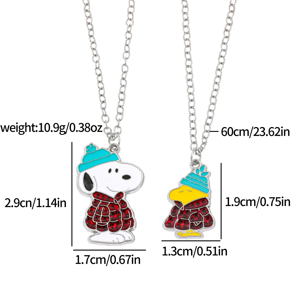 Ppcs Snoopy Dogs Necklace Yellow and White Pendant Creative Kawaii Sweater Chain Couple Necklace Accessories Fashion Gift