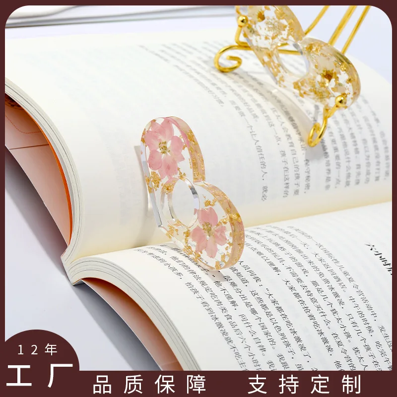 1Pc Transparent Book Page Holder Flower Pattern Press Book Page Support Bookmark Reading Tools