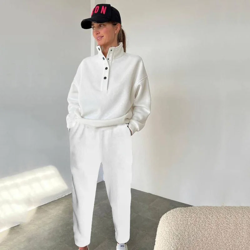 Respzed-Ensemble pull et pantalon long pour femme, sweat à capuche chaud, survêtement décontracté, ensembles 2 pièces, monochromatique, mode trempée, nouveau