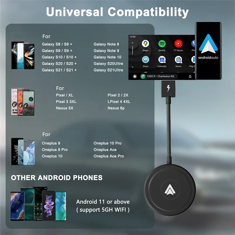 

AV36-1Set Wireless Android Auto Adapter Wireless Android Auto Dongle For Android Phones Plug & Play