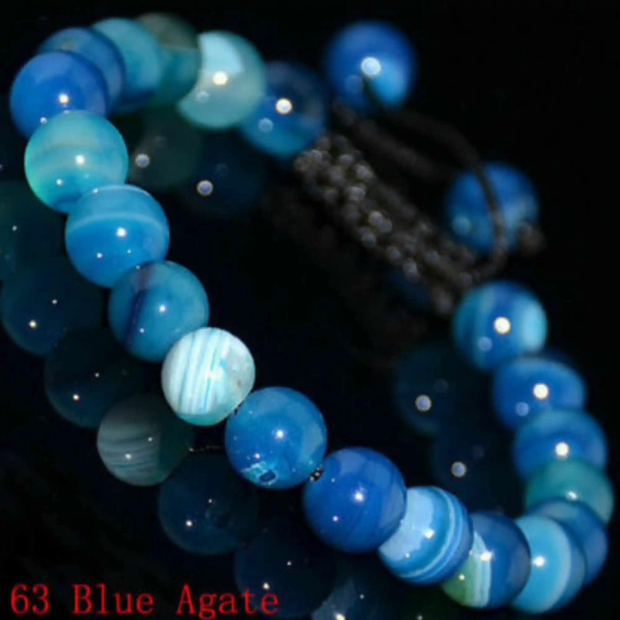 8mm Blue Agate Beads Braided Adjust Bracelet Natural Eco-Friendly Link Jewelry Lovers Cuff Mala