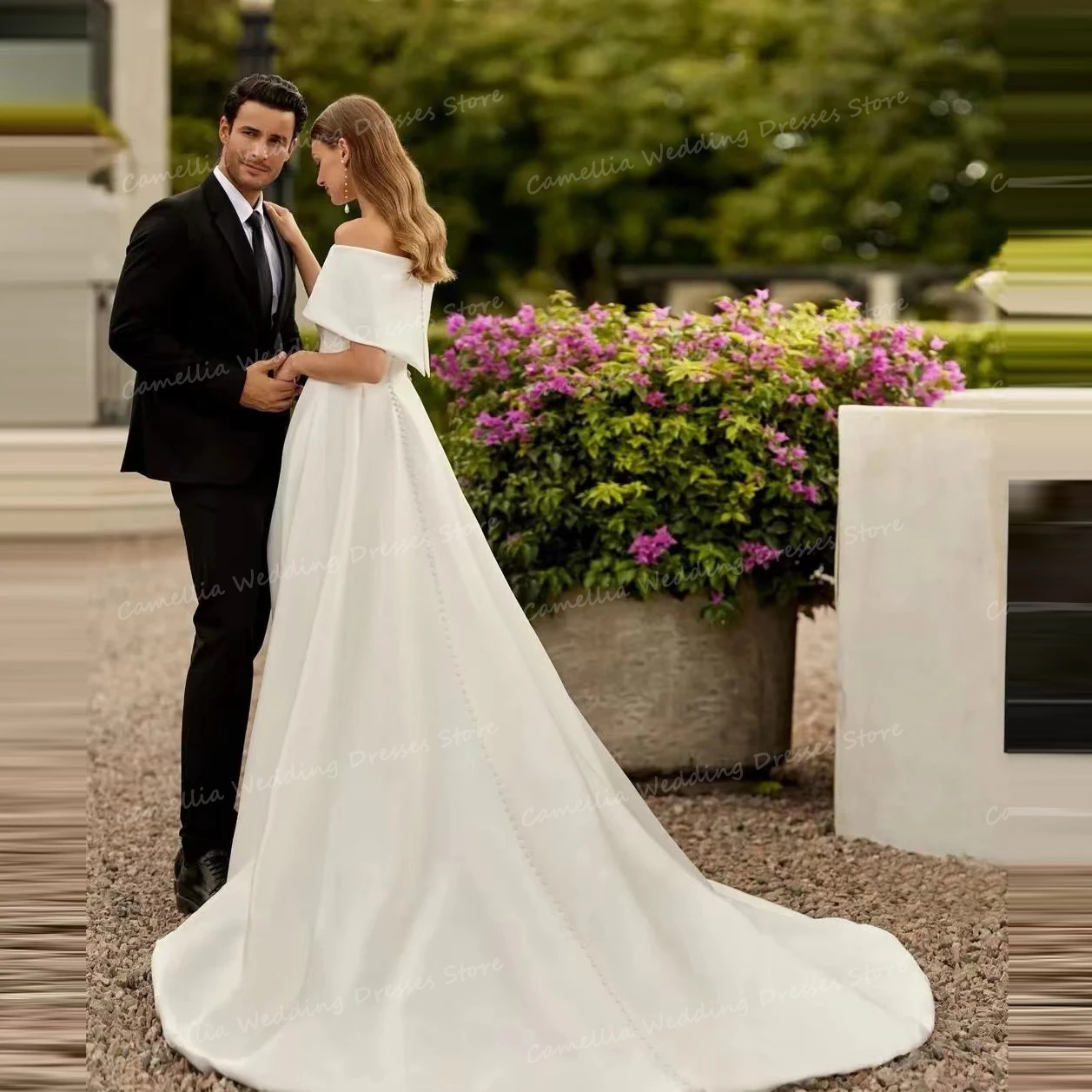 Classic Formal Off Shoulder Wedding Dresses For Women Sexy Mermaid Side Split Sweep Train Bridal Gowns Robe De Soirée Customized