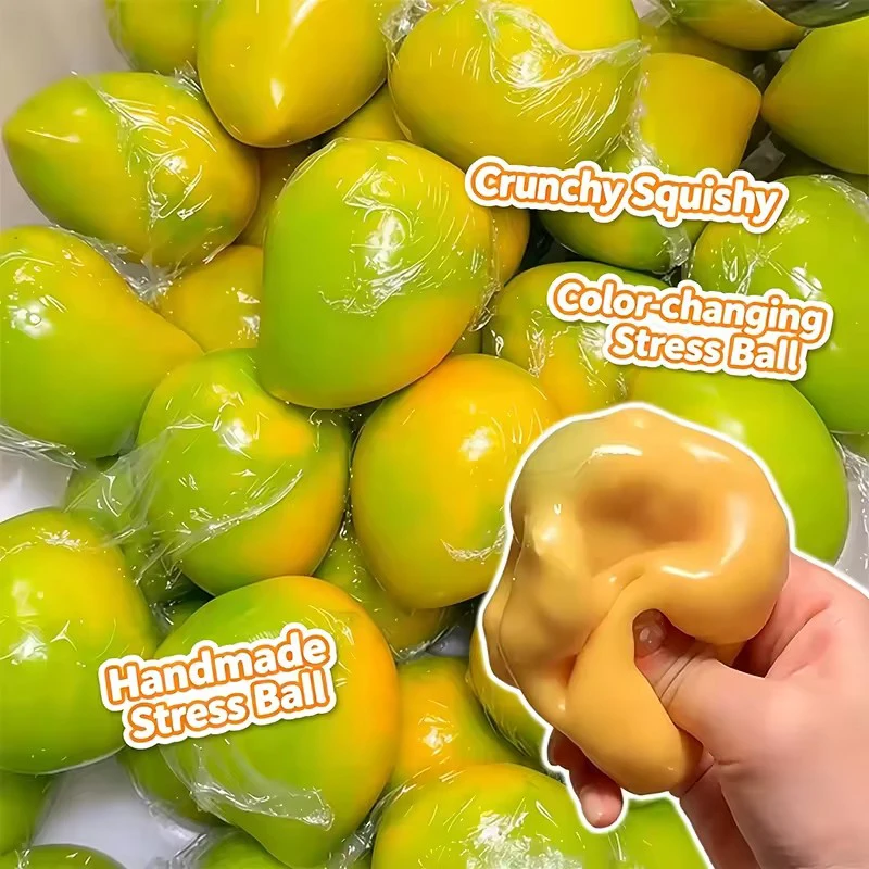 Color-Changing Mango Crunchy Squishy Stress Ball Stress Relief Toy Soft Homemade Squeeze Fidget Toys Adult Anti Stress Toys Gift
