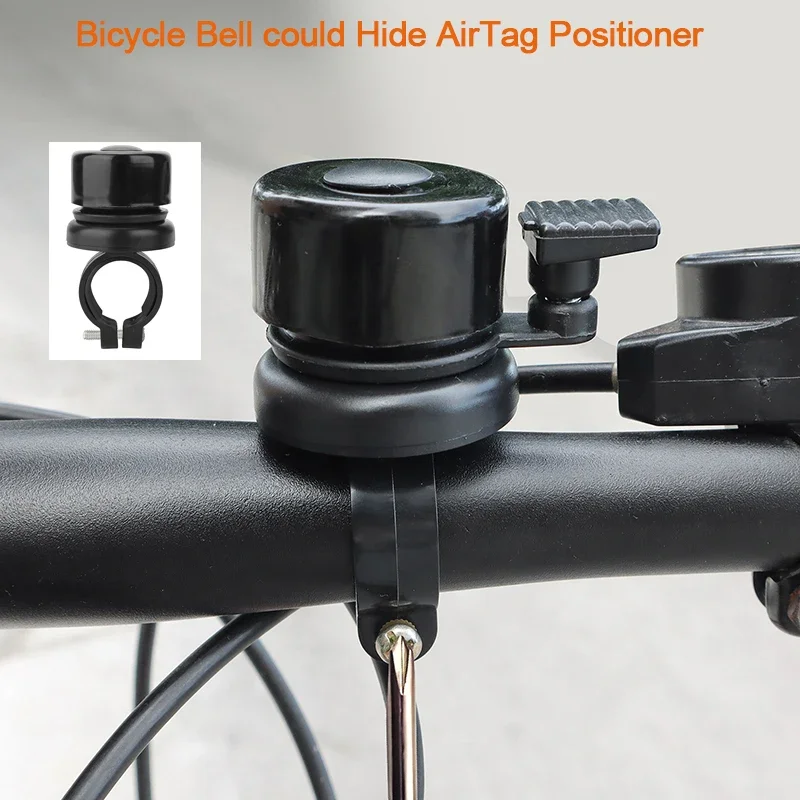 A campainha da bicicleta poderia esconder o posicionador airtag mountain bike dispositivo anti-roubo fixador apto para o diâmetro da alça entre 22.5-27mm