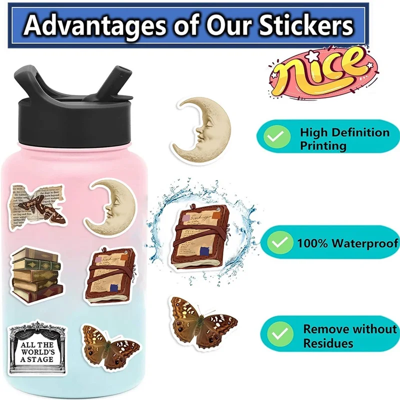 10/30/50PCS Vintage Dark Art PVC Sticky Sticker Aesthetic Children's Stationery DIY Decoration Scrapbooking School Supplies image 2