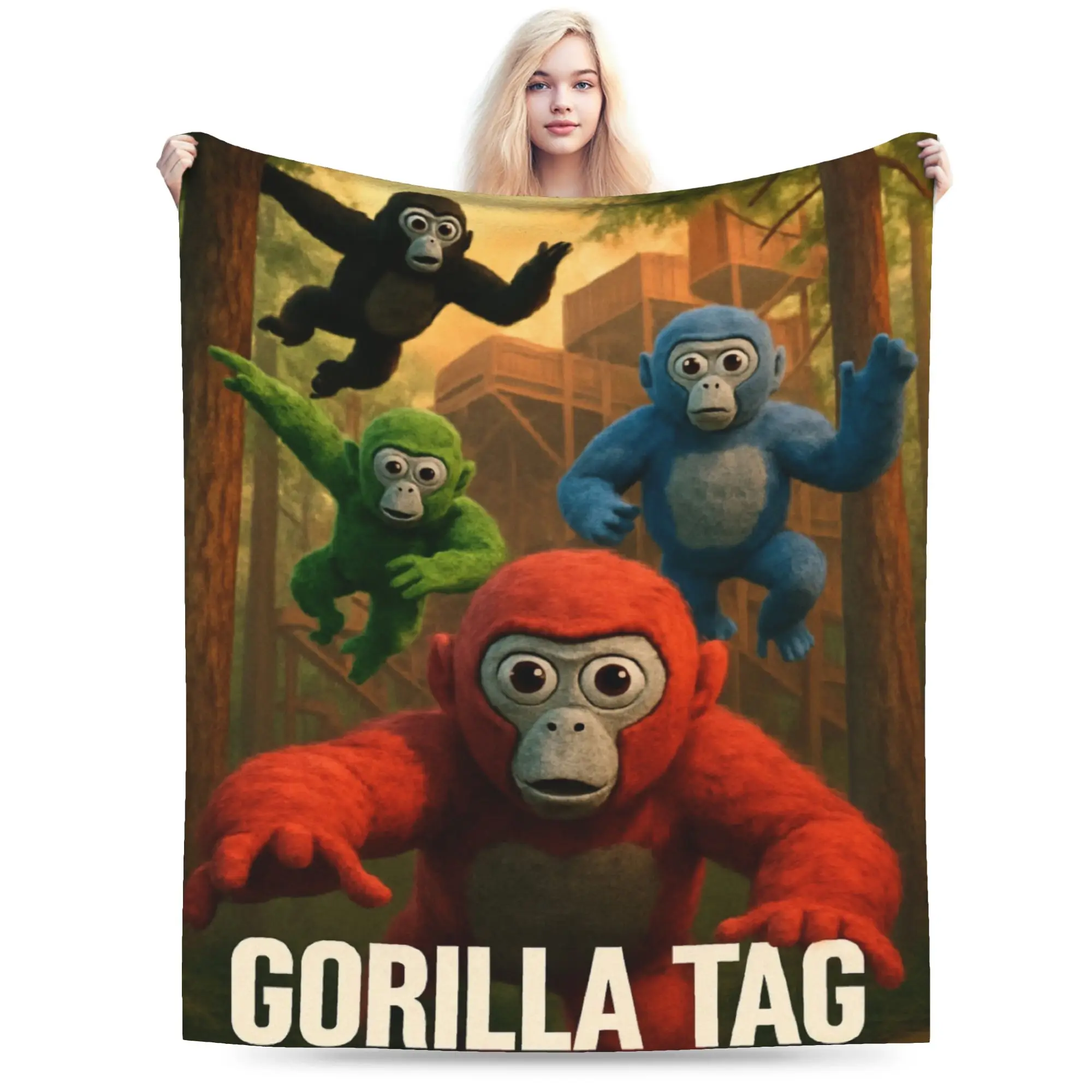 Comfort Gorilla Tag VR Gamer Blanket Stuff Sofa Decorative  Throw Blanket Soft Velvet for Couch
