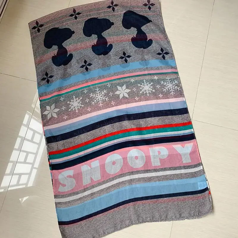 New Snoopy Autumn/winter Cartoon Outdoor Warm Multifunctional Printing Square Scarf Kawaii Anime Plush Girls Birthday Gifts