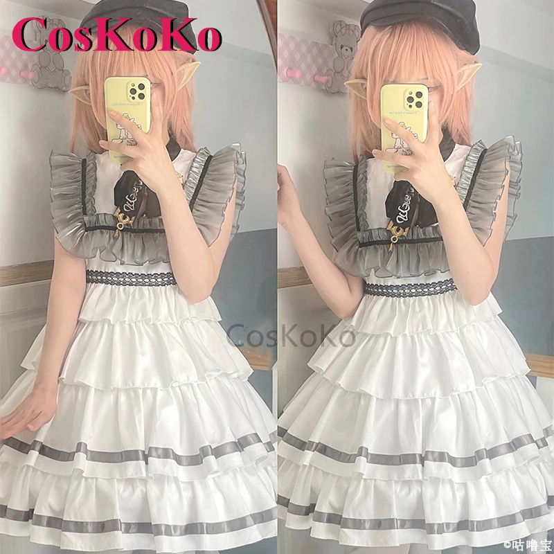 CosKoKo White Cosplay Anime Game Final Fantasy XIV FF14 Costume Modern Line Lovely Dress Halloween Carnival Role Play Clothing