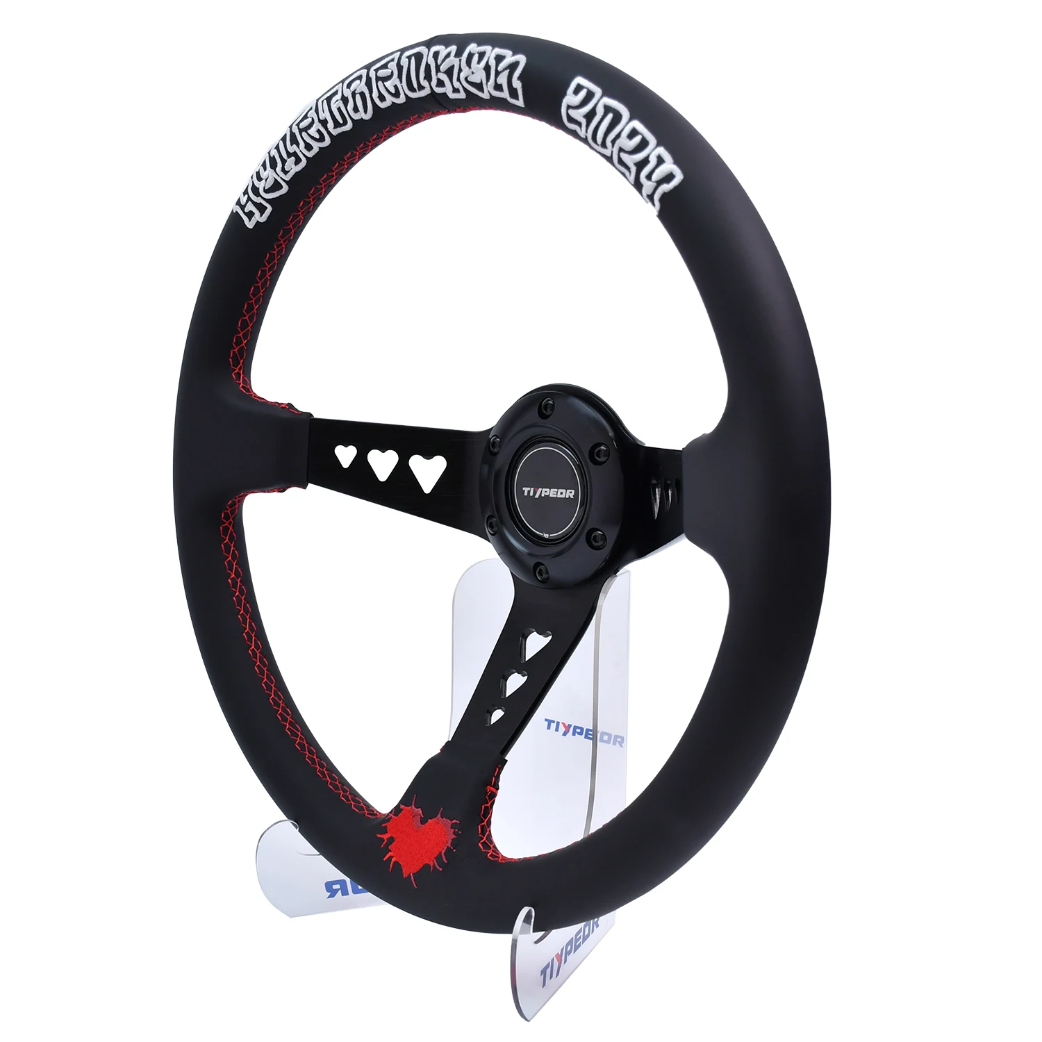 Auto Refitting Black Frame Car Steering Wheel 350mm Deep Spoke JDM Steering Wheel