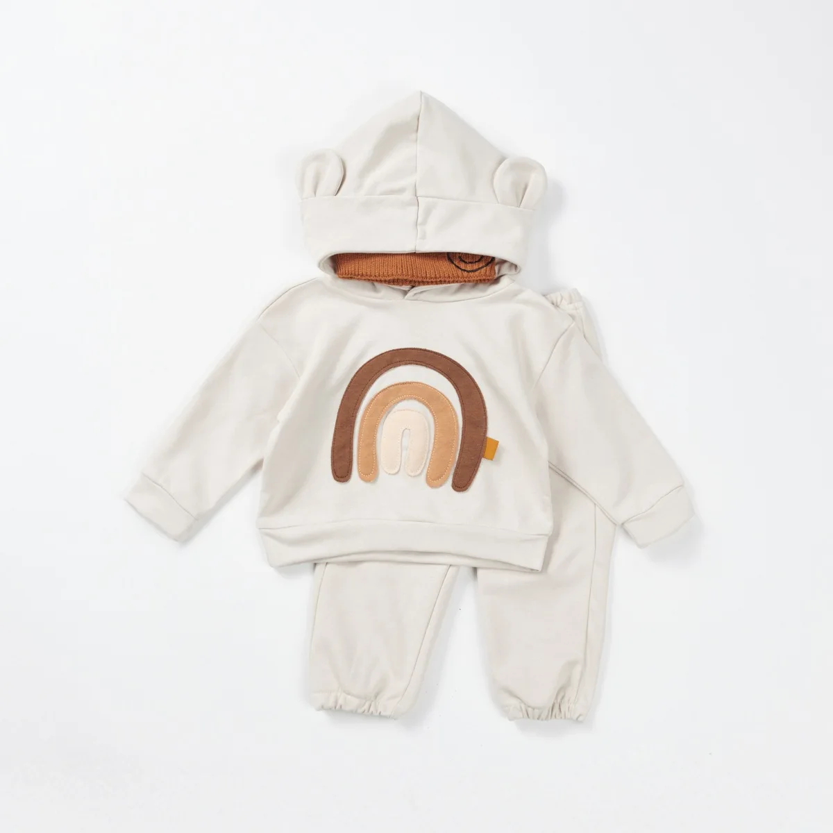 Ensemble deux pièces en coton doux pour bébé fille, sweat à capuche et pantalon, tenue à manches longues