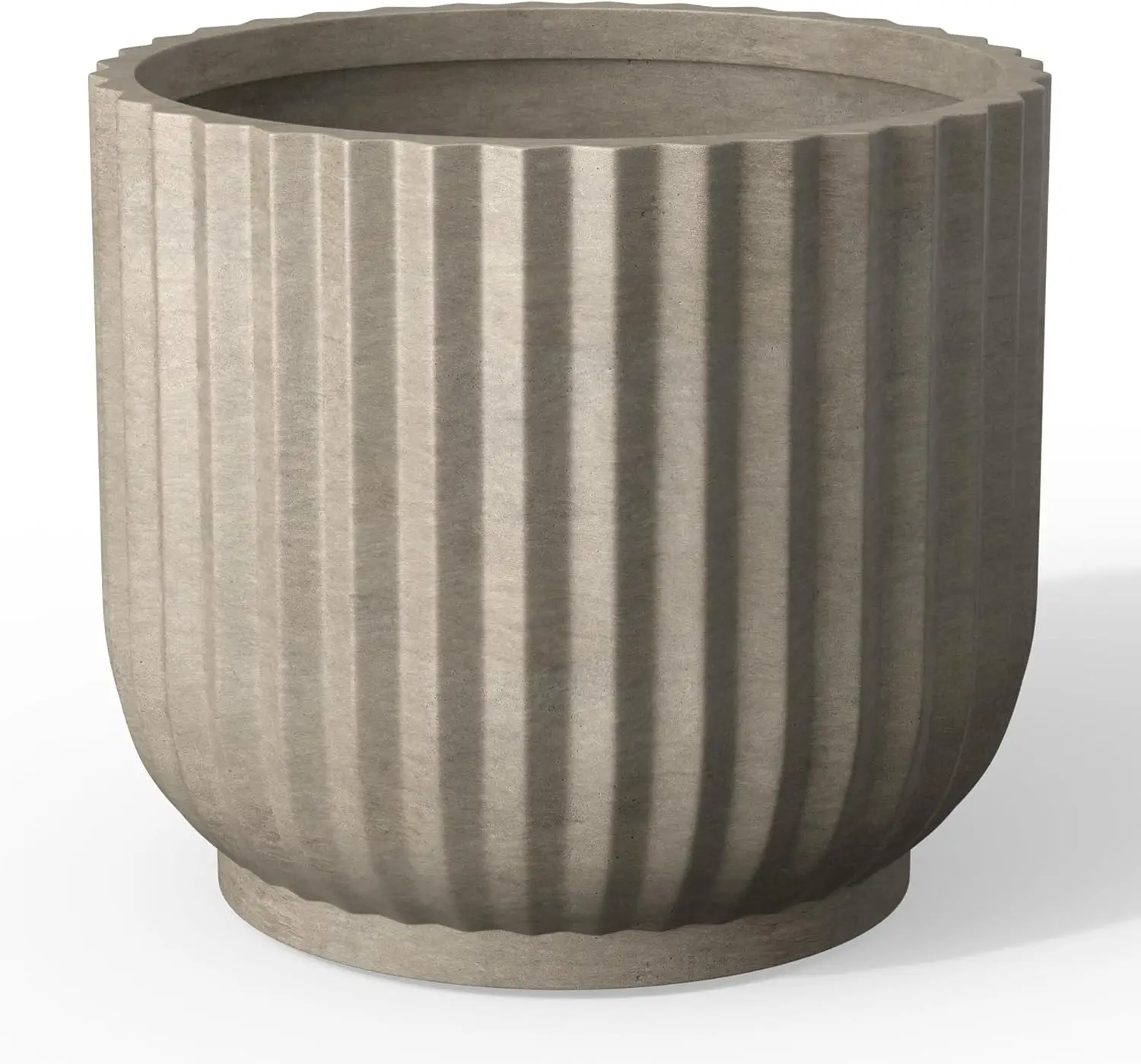 

Large 14 Inch Round Concrete Planter with Drainage Hole and Rubber Plug, Modern Indoor Outdoor Decor for Plants and Flowers