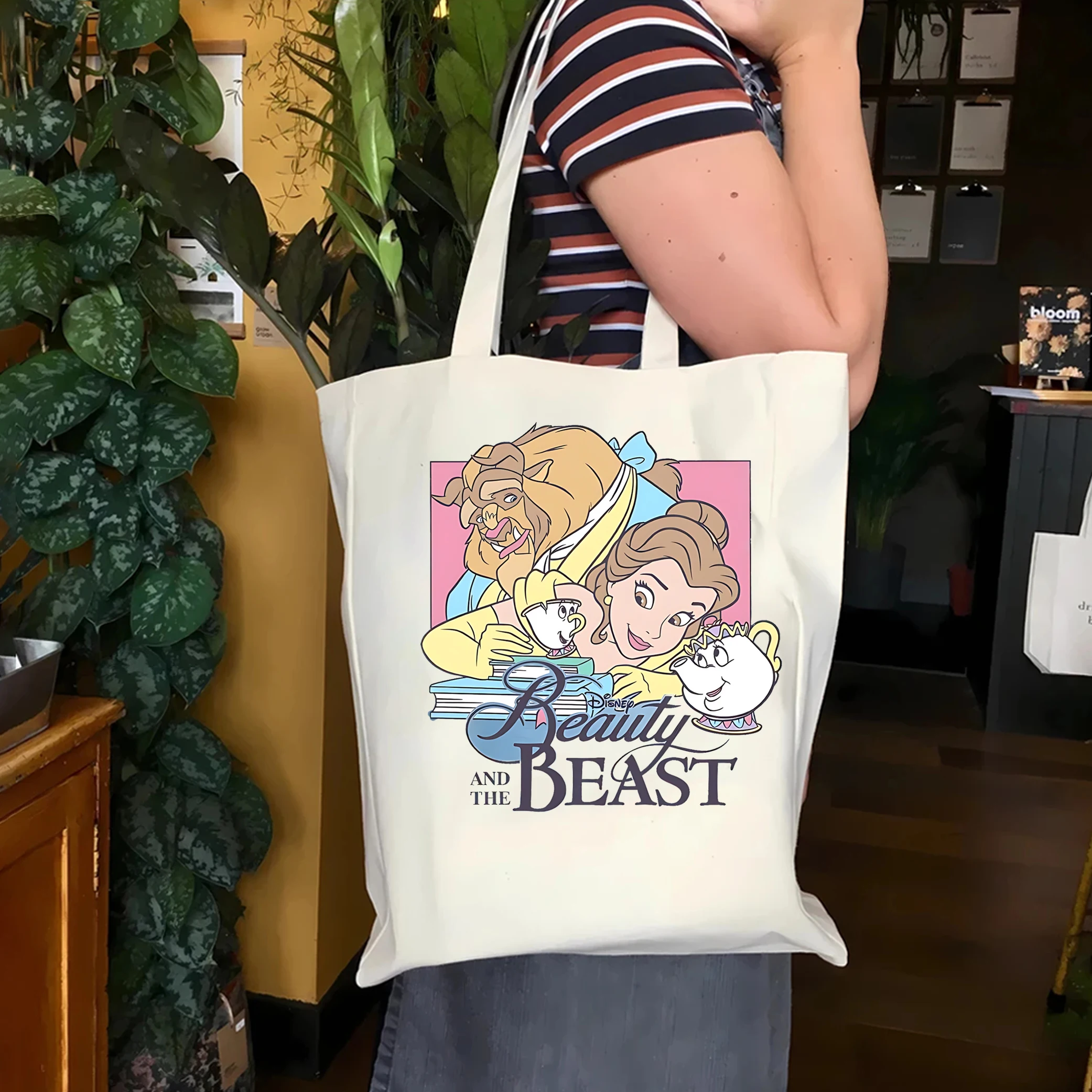 Retro Disney Beauty and the Beast Handbag Disney Belle Princess tote bag Disney Girl Trip Gift borsa Shopper in tela riutilizzabile