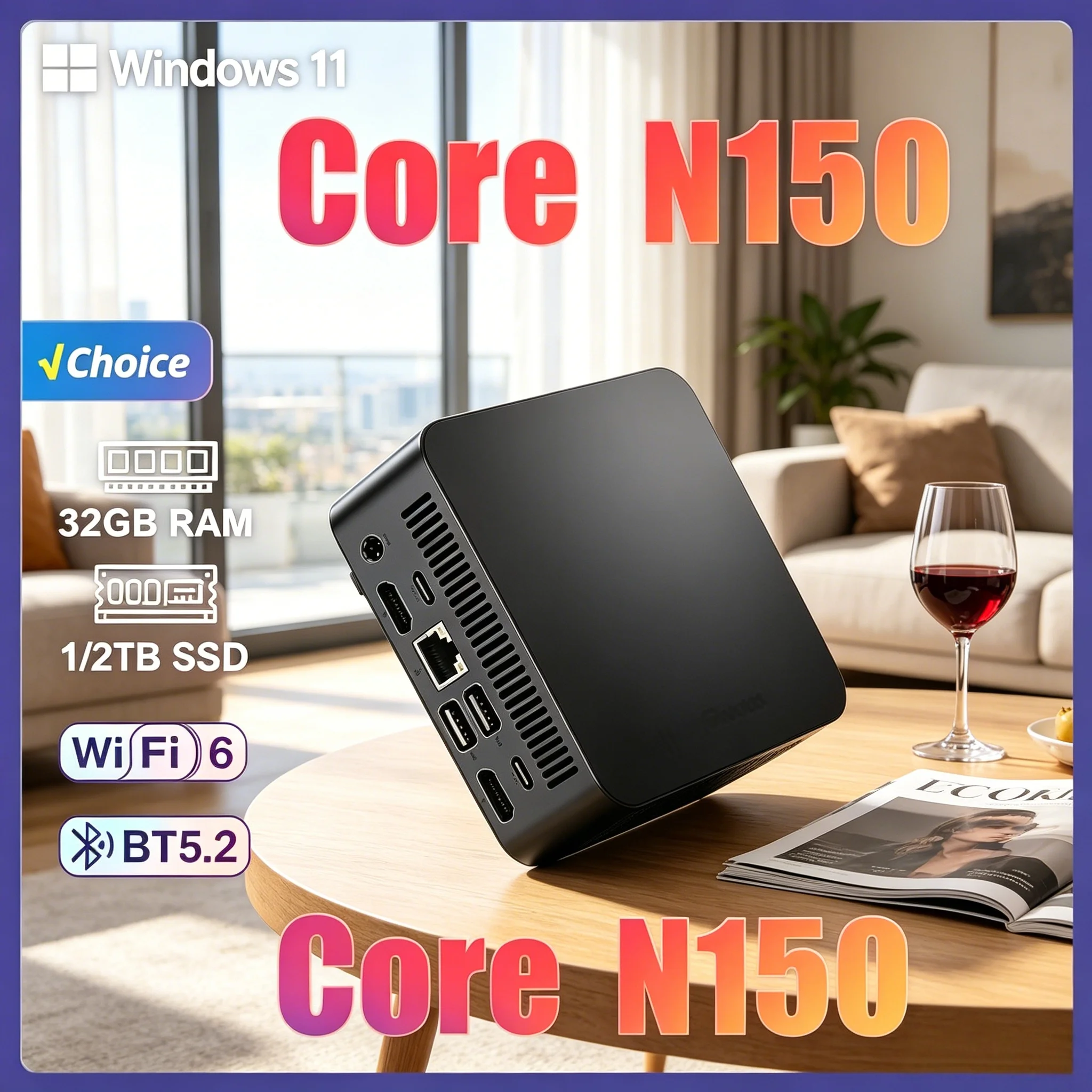 

Laptop Ultra Compact Pocket Mini PC Core N95 N150 1TB/2TB SSD 16GB Large Memory Win11 Portable Study Business Computer