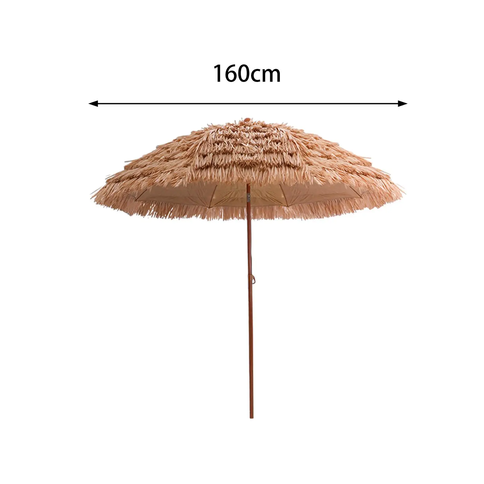 63inch Simulated Thatched Garden Parasol Umbrella Tropical Decor Simple Installation Beach Umbrella