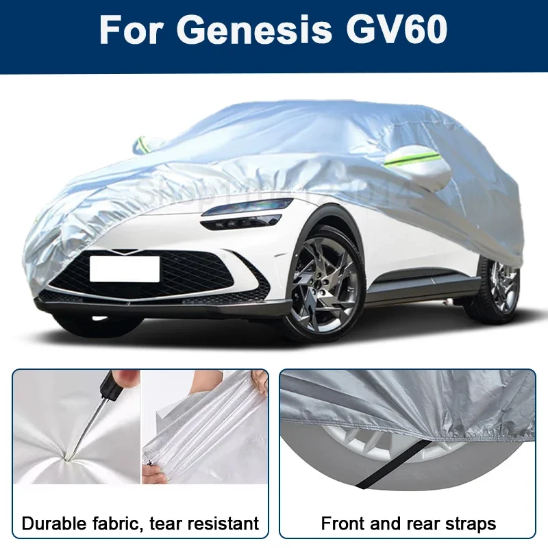 

Outdoor Full Car Cover For Genesis GV60 with Reflective Strips Waterproof Snowproof Dustproof UV Protection Auto Accessories