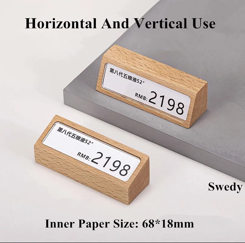 68x18mm Wood Mini Price Label Paper Holder Display Stand Sign Holder Storage Organizer Price Card tags