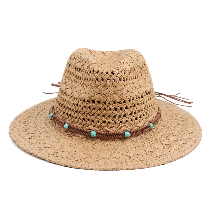 

New Spring/summer Hand-woven Panama Straw Hat For Women, Hollow Weave Sun Protection Hat