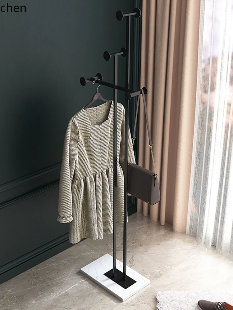 YFY  Nordic Light Luxury Coat Rack Floor Clothes Rack Double Rod Iron Clothes Hanger