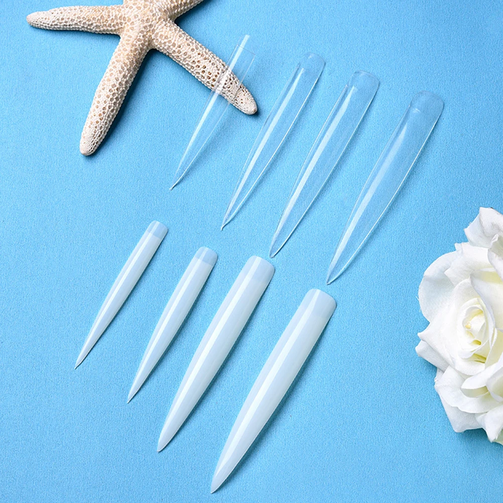 

Super Long Artificial Nail Pieces Clear Stickers Full Cover False Nails Fit Most Types Premium ABS Durable Use