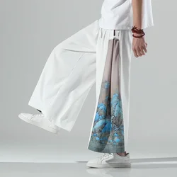 2023 Novo Japonês Loose Mens Wied Leg Calças Calças Casuais Oversized Cintura Elástica Jogging Calças Mulheres Homens Moda Sweatpants