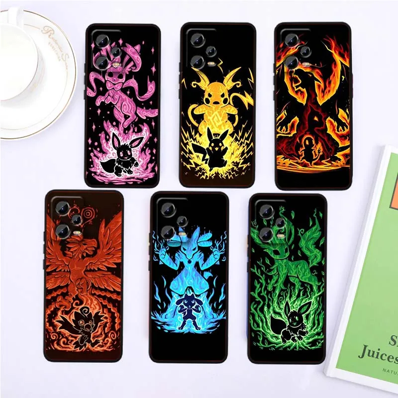 P-Pockets M-Monsters Art لهاتف Xiaomi Redmi Note 15 14 13 12 12S 11E 11 11S Pro Plus 4G 5G غطاء أسود ناعم من البولي يوريثان الحراري