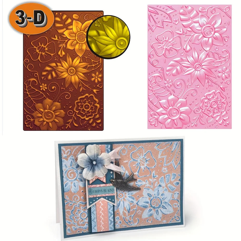 Bohemian Botanicals 3D Embossing Folder Patterns Templates For Adding Texture And Dimension To Craft DIY Scrapbooking Card