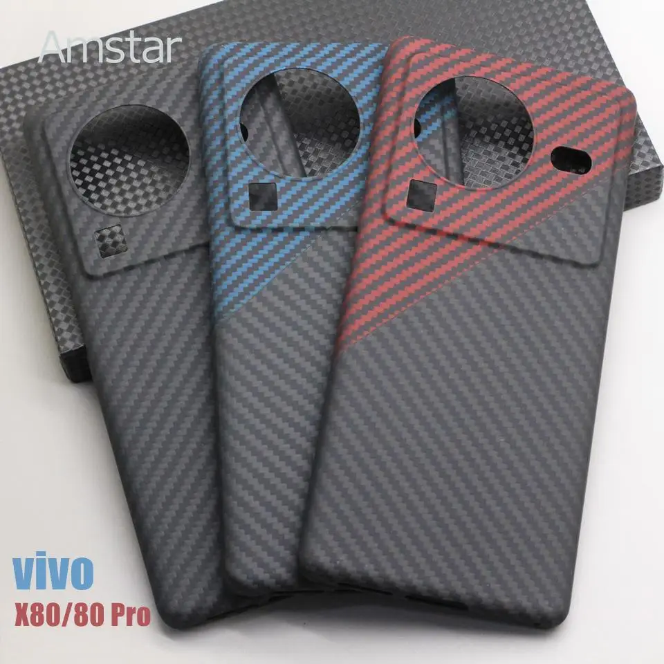 

Разноцветный защитный чехол Amstar из углеродного волокна для VIVO X80 Pro, высококачественный ультратонкий противоударный углеродный чехол из арамидного волокна X80