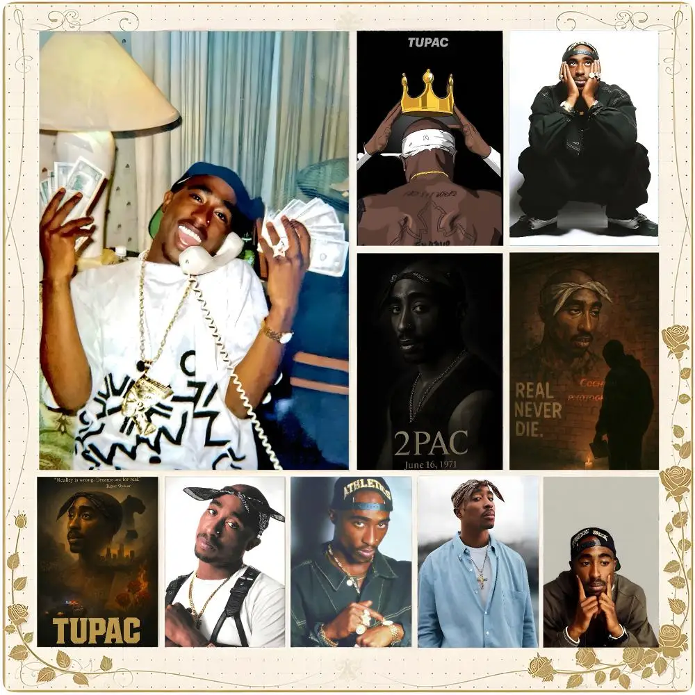 Singer Hip Hop Icon Tupac Shakur Poster Framed Wall Art Painting for Living Room Interior Decor and Gift Options