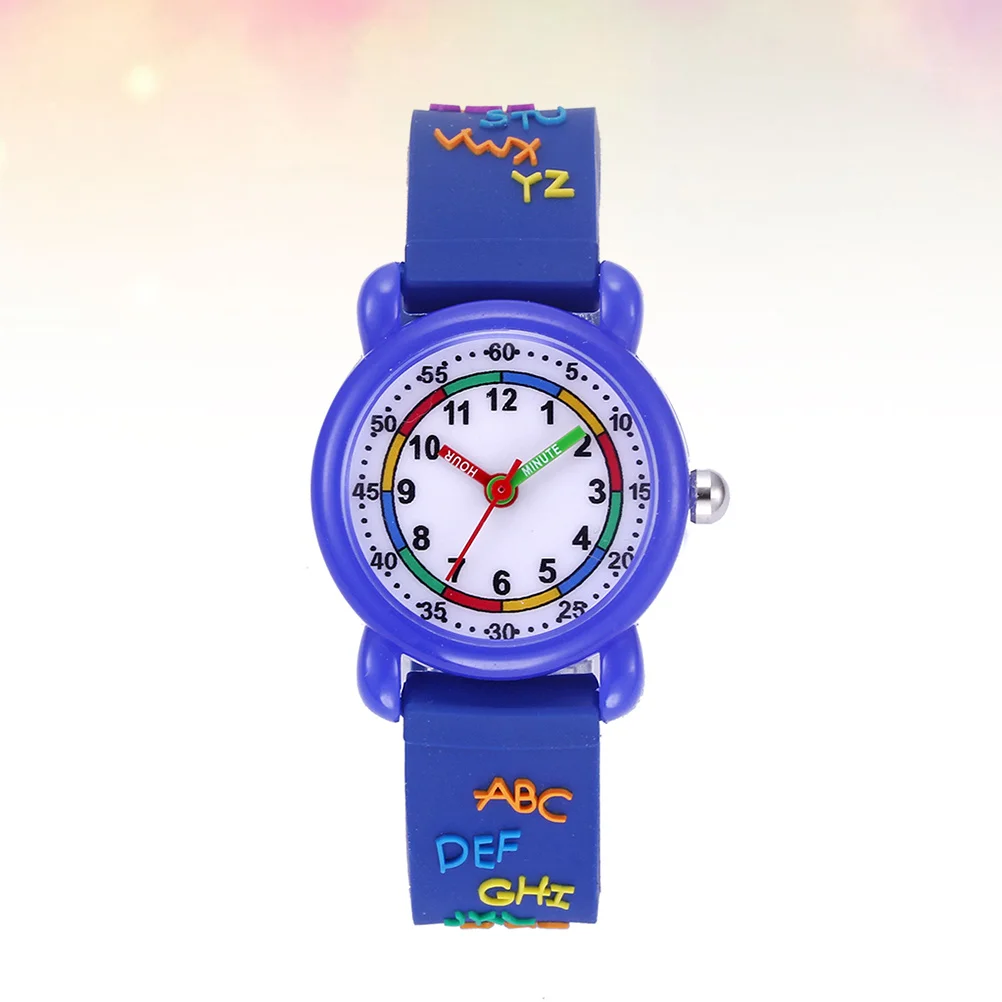 1Pcs Cartoon Pattern Kids Watch Waterproof Adjustable Strap Quartz Movement Casual Wristwatch Boys Girls Gift Blue