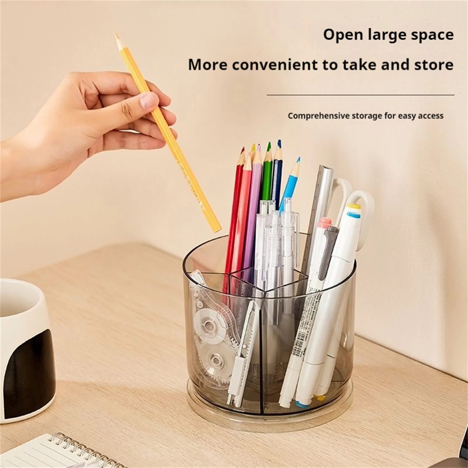 360 Degree Rotating Pen Holder Durable Plastic Stationery Office Supplies Organizer for Home Office Essential