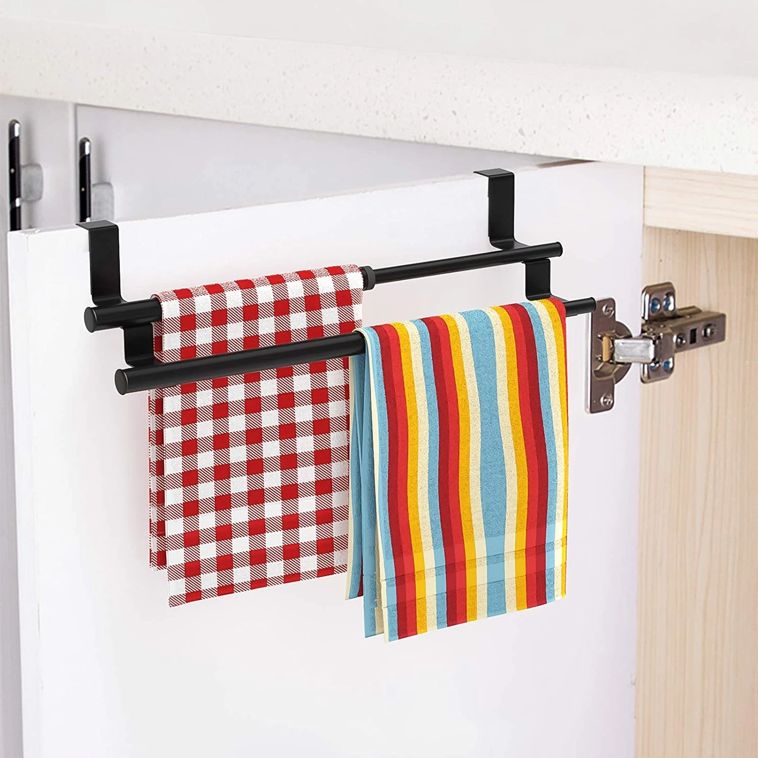 

Stainless Steel Expandable Cupboard Doors Towel Hanger Over The Door Towel Rack