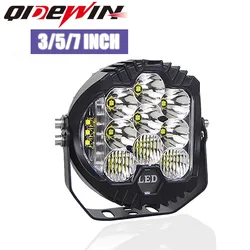 LED 작업등 포드 스팟 플러드 콤보 운전 안개등, 오프로드 4WD 자동차, 화이트, 옐로우 라이트, 라운드 헤드라이트 1 개, 7 인치, 90W