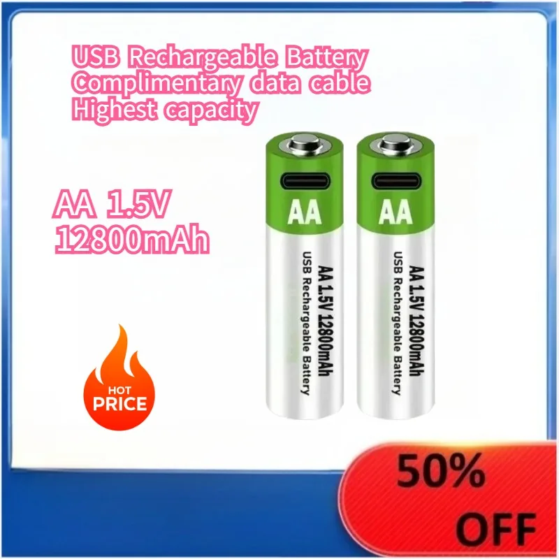 

1.5V AA 12800mAh USB Rechargeable Lithium-ion Battery For digital camera electric toy battery cable durable