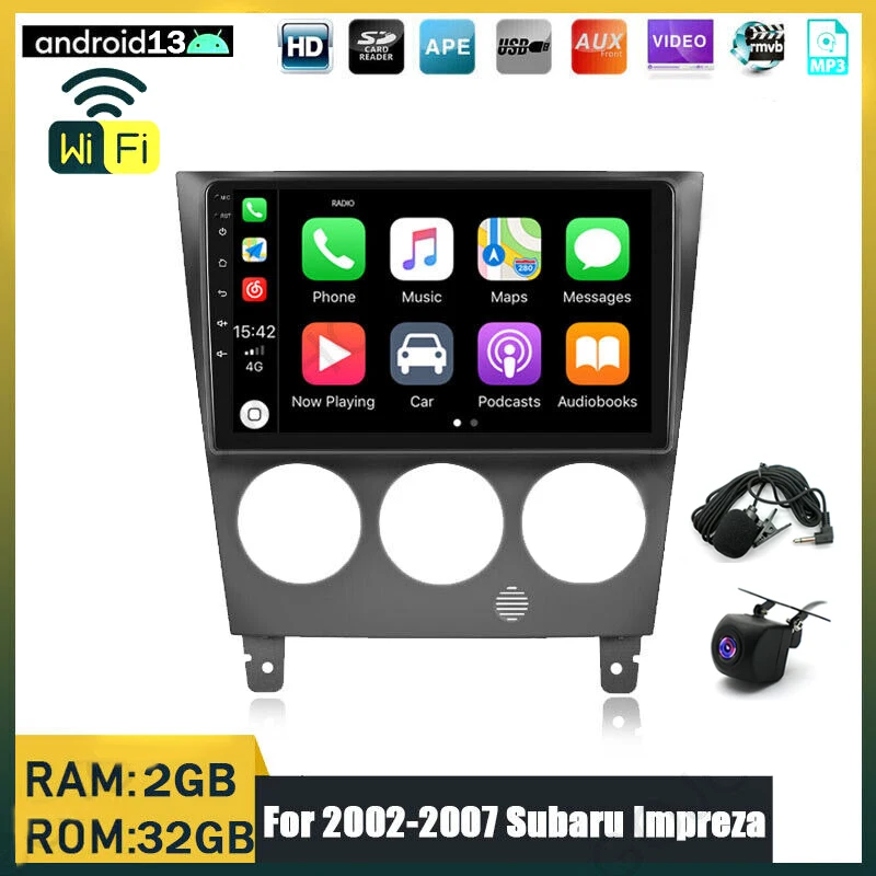 

9Inch Car Stereo Radio Head Unit 2+32GB Frequency Modulation Compatible for Subaru Impreza 2002-2007