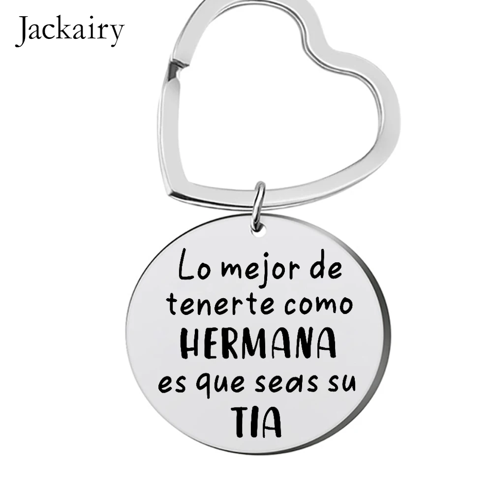 Keychain Gifts for HERMANA Woman Stainless Steel Charms Family Jewelry Pedant Keyring Best Birthday Christmas Gift for Sister