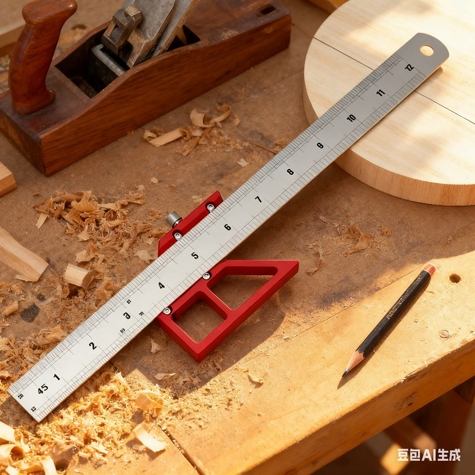 

Center Scriber 45°/90° Angle Right Angle Gauge, Metric & Inch Double-Sided Multifunctional Woodworking Marking Measuring Ruler